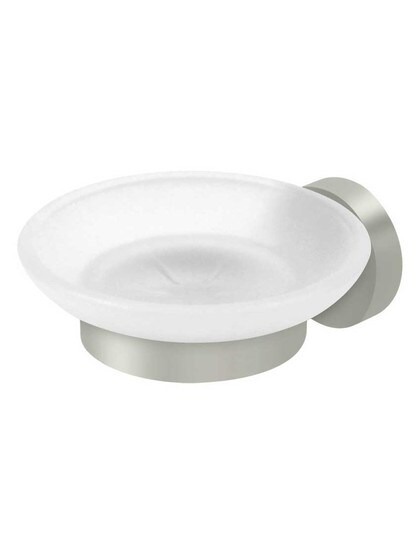 Sobe Soap Holder with Frosted-Glass Dish in Satin Nickel.